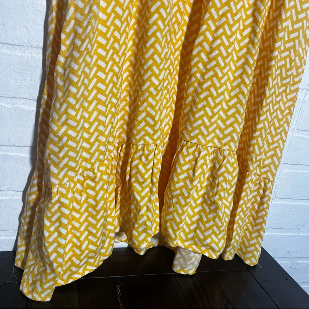 Banana Republic Womens Dress Yellow Medium Flowy V Neckline Flutter Sleeves - Picture 6 of 8